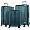 FERGÉ set di 3 valigie viaggio CANNES - bagaglio rigido dure leggera 3 pezzi valigetta 4 ruote blu