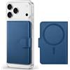 SHIELDON Porta Carte in Vera Pelle, Porta-Carte Adesivi, Portafoglio Magnetico Rimovibile, [Blocco RFID] [Slot per Carte] Leather Phone Wallet per iPhone 17/16/15/14/13/12 Series - Blu Reale