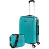 ITACA - Valigia Da Stiva Rigida Valigia Espandibile - Trolley Grande Con Ruote Con borsa da toilette, Valigia 23kg Per Viaggi, Trolley Da Stiva Resistente. Lucchetto a Combinazione, Verde menta