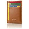 Bronzi Portafoglio Uomo Piccolo Sottile Slim Elegante - Blocco RFID - Marrone Pelle Alta Qualità - Mini Porta Tessere, Documenti, Carte Di Credito