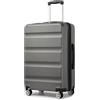 KONO Valigia Leggera da 75 cm, Valigie Trolley Bagaglio a Mano Guscio Rigido con Serratura TSA, Design Espandibile, 4 Doppie Ruote Girevoli (Grigio, 75 x 47.5 x 29.5 cm)