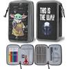 Disney The Mandalorian Astuccio Scuola 2 Scomparti, Astuccio Grande Completo di Cancelleria Scuola con Baby Yoda