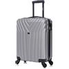R.Leone Valigia 55x40x23 cm Trolley Bagaglio a Mano 4 Ruota in ABS Wizz, ITA Airways,EasyJet 9002 (Argento, S Bagaglio a mano)