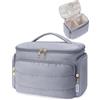 WANDF Beauty Case da Viaggio Donna, Grande Trousse Trucco a Larga Apertura con Maniglia, Organizer per Toiletries, Cosmetici, Accessori ed Essenziali da Viaggio, Blu Nebbia