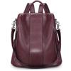 S-ZONE Zaino da donna in morbida pelle, antifurto, impermeabile, per la scuola, Viola intenso-1, Zaino in pelle versatile e pratico