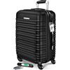 KESSER® Valigia da viaggio, incl, Bilancia per bagagli + Etichetta per bagagli, Trolley, Valigia, Serratura a combinazione, Guscio rigido in ABS, 66cm - 84L / Nero