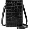 David Jones - Borsa a Tracolla Telefono Donna - Piccola Borsa a Spalla - Mini Borsetta Elegante Simil Pelle Coccodrillo - Borsa a Mano Portafoglio - Moda Città Lavoro Sera Feste Noche - Nero