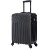 R.Leone Valigia 55x40x23 cm Trolley Bagaglio a Mano 4 Ruota in ABS Wizz, ITA Airways,EasyJet 9002 (Nero, S Bagaglio a mano)