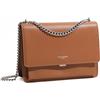 David Jones - Borsa a tracolla da donna - Pochette per telefono in pelle PU rigida - Catene per il trasporto a spalla - Borsa rettangolare da sera, per lo shopping, alla moda - Grande, marrone cognac