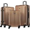 FERGÉ set di 3 valigie viaggio CANNES - bagaglio rigido dure leggera 3 pezzi valigetta 4 ruote marrone
