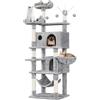 Yaheetech Albero Tiragraffi per Gatti 170 cm in Truciolato e Sisal con Posatoio Palla da Gioco Condomini Grigio Chiaro