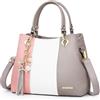Pomelo Best Borsa a mano Donne Pelle Spalla Tracolla Tote Frangia in PU con Decorazione oro (Rosa)