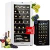 Klarstein Shiraz Cantinetta Vino Bianco - 28 Bottiglie, 74 L, 1 Zona | Frigo Vino a Libera Installazione, Porta in Vetro, Silenziosa, 5-18 °C, LED, Telaio Inox