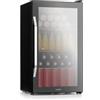KLARSTEIN Mini Frigo da Camera per Birra, Frigo Portatile da Camera, Piccolo da Ufficio, Mini Ufficio con Porta in Vetro, Mini Bar con Ripiani Rimovibili, 3-10°C, 80L