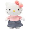 Hello Kitty Giochi Preziosi Morbido Peluche Hello Kitty 30 cm con Outfit alla Moda, Tutina Rosa, Fiocco Rosso, Maglia A Righe Rosse Adatto per Bambini dai 3 Anni