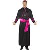 SMIFFYS Costume Cardinale, nero, con tunica, cintura finta, cappello e collana con croce Halloween