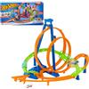 Hot Wheels - Mega Loop Scontri Epici, playset pista con 5 zone di scontro, booster motorizzato e 1 macchinina Hot Wheels in scala 1:64 inclusa, giocattolo per bambini, 5+ anni, HTP55