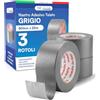 DNK TRADE Nastro Adesivo Telato Americano 50mm x 25m Colore Grigio Isolante e Impermeabile per Riparazioni Professionali e Fai da Te Aderenza Multisuperficie Metallo Plastica e Legno - 3 Rotoli