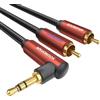 SOUNDFAM Cavo Audio Stereo HiFi 3,5mm a 2 RCA [Angolo Retto 90° - Placcato Oro 24K - Doppia Schermatura] Compatibile con PC, TV, Smartphone, Soundbar, Lettore DVD/Blu-ray, Amplificatori (3M)