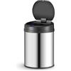 Juskys cestino elettrico e impermeabile da cucina con sensore di movimento, coperchio automatico, anello di fissaggio - 30 L - Argento