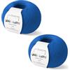 Kalapanta Gomitoli Cashmere e Lana merino extrafine per lavoro a maglia, Lana Gatto Linea Vip, 100 gr., 400 mt, (Blu - 13994, 2)