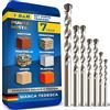 S&R 7 Punte Trapano per Muratura, Muro, Cemento. Set di Punte Miste per Ferro Metallo, Legno, Ceramica. Punte a Percussione con Attacco Rotondo.