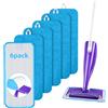 URAQT Panno Mocio, 6 Pezzi Panno Microfibra Pavimenti Mop, Panni lavapavimenti, Riutilizzabile, Lavabile a secco e lavabile in lavatrice，Panno Mocio Ricambio per Casa, Ufficio, Scuola, Auto(blu)