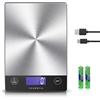 CROWNFUL Bilancia da cucina digitale, capacità di 15 kg, precisione di 1 g, funzione tara, display LCD, alimentazione USB-C o batterie AAA, spegnimento automatico, nero