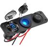 Hapytrip Presa USB da 12 V Accessori per barche Pannello elettrico a spina, PD3.0 e doppia porta USB QC3.0 Caricabatterie da auto in alluminio, Presa accendisigari illuminata da 150 W e interruttore a levetta