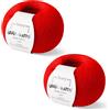 Kalapanta Gomitoli Cashmere e Lana merino extrafine per lavoro a maglia, Lana Gatto Linea Vip, 100 gr., 400 mt, (Rosso - 1010, 2)