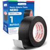 DNK TRADE Nastro Adesivo Telato Americano 50mm x 25m Colore Nero Isolante e Impermeabile per Riparazioni Professionali e Fai da Te Aderenza Multisuperficie Metallo Plastica e Legno - 1 Rotolo