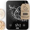 LEBENLANG Bilancia cucina digitale impermeabile - Ricaricabile tramite USB & Incl. Cavo di ricarica I Fino a 10 kg I Bilancia cibo Pesa da cucina & alimenti professionale Kitchen scale Bilance pasta