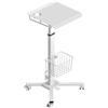 ONKRON Scrivania Regolabile in Altezza con Ruote 755-1150 mm, Tavolino Porta PC e Laptop, Carrello Mobile con Cestello Portaoggetti, Tavolo per Computer Salvaspazio, Universale, Bianco LMG30-W