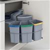 [en.casa] Pattumiera ad Incasso da Anta con 4 Contenitori Estraibili Raccolta Differenziata Secchi 1x12L+3x6L Apertura Automatica per Cucina Sottolavello - Grigio