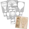 NAKLEO Stencil di Pittura per Bambini, Set di 14 Pezzi da 9x12 a 23x34cm Palloncino Cestino Viaggio, Modelli Plastica e Riutilizzabili di Stanza Decorazione, Sagome DIY Fai-da-te, Mobili Muro Legno