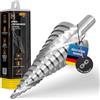 Hardtwerk Punta per trapano a gradini, diametro 4 - 32 mm, in HSS di alta qualità, codolo triangolare universale, ideale per metallo, legno, plastica, 15 livelli, affilatura a lunga durata