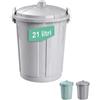 PALUPLUS Bidone Porta Rifiuti da 21 Litri, Misura 35x41 cm, Pattumiera in Plastica con Chiusura a Clip e Maniglie, Secchio per Rifiuti -2002C -3,5 (Grigio Chiaro)