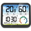 VOCOO Termometro digitale per interni - 5,8 pollici,display extra grande,misuratore di umidità accurato,termometro per ambiente con calibrazione,registrazioni max-Min,comfort,controluce,data (Black)