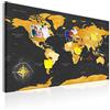 murando - Pannello di Fibra con Puntine - Mappa del Mondo 90x60 cm 1 Pezzo - Bacheca & Quadro su tela in un uno - Decorativo per Parete - Lavagna per le Note Ufficio - Viaggio Geografica k-A-0130-v-a
