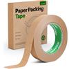 FIXCHORD Nastro per imballaggi in carta 24mm x 50m | Ecologico e Riciclabile | Scrivibile e Impermeabile | Nastro di Carta per Imballaggio per pacchi e scatole, traslochi | 1 Rotolo