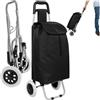 tectake® Trolley per la Spesa, 2 Ruote, Pieghevole, con Sacca Asportabile, Grandi Ruote, Chiusura con Cerniera, Tasca Piccola, Disponibile in Diversi Colori - Nero