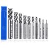 ASNOMY 10 pz Punte per Fresatura 4-flute End Mill bit, HSS CNC codolo cilindrico punte cutter Tool set per legno alluminio acciaio titanio, 2/3/4/5/6/7/8/9/10/12mm