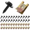 Adiwo Rivetti per Auto Dadi a U Clip Auto, 48 Pezzi Clip di Fissaggio Tipo U in Metallo con Vite Autofilettante a Testa Esagonale, per Parafango Auto, Piastra Decorativa Interna del Veicolo