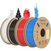 Creality Hyper PLA Filament Nero+Bianco+Blu+Rosso 4KG, Filamento Per Stampanti 3D per La Stampa Ad Alta Velocità, Liscio, Prestazioni Di Overhang Accuratezza Dimensionale +/-0,03mm, 4 Rotoli