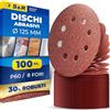 S&R 100 Dischi Abrasivi 125mm velcrati Carta Vetrata Levigatrice Rotorbitale Eccentrica di Tutte le Marche. Fogli Grana 60. Dischi Abrasivi 8 fori x Legno Metallo Vernice