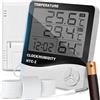 Retoo Stazione Meteorologica Elettronica con Termometro e Igrometro, Display LCD, Funzioni Orologio, Calendario e Sveglia, Precisione Temperatura e Umidità