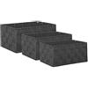 Brandsseller set di 3 Scatole Portaoggetti - 22x15x11 cm, 21x13x9,5 cm, 19x11x8,5 cm - Cestini rettangolari senza coperchio - intrecciati in effetto rattan con struttura in metallo - Grigio Scuro