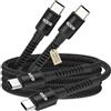 QXQ Cavo USB C 60W PD. 1m Nero, Set 2 Pezzi, Cable Type C Ricarica Rapida per iPhone 17 Pro Max Air/16/15, iPad Pro Air 2024, Galaxy S25/S24/S21 Ultra, Pixel 10/9, Switch PS5