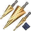flintronic Punte Coniche, Fresa Conica Trapano a Gradini, HSS Titanium, Misure 4-12/4-20/4-32, Buco Cutter a Scalini per Eseguire Foro In Metallo Acciaio Ottone Legno Plastica Ferro