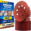 S&R 100 Dischi Abrasivi 125mm velcrati Carta Vetrata Levigatrice Rotorbitale Eccentrica di Tutte le Marche. Fogli Grana 180. Dischi Abrasivi 8 fori x Legno Metallo Vernice